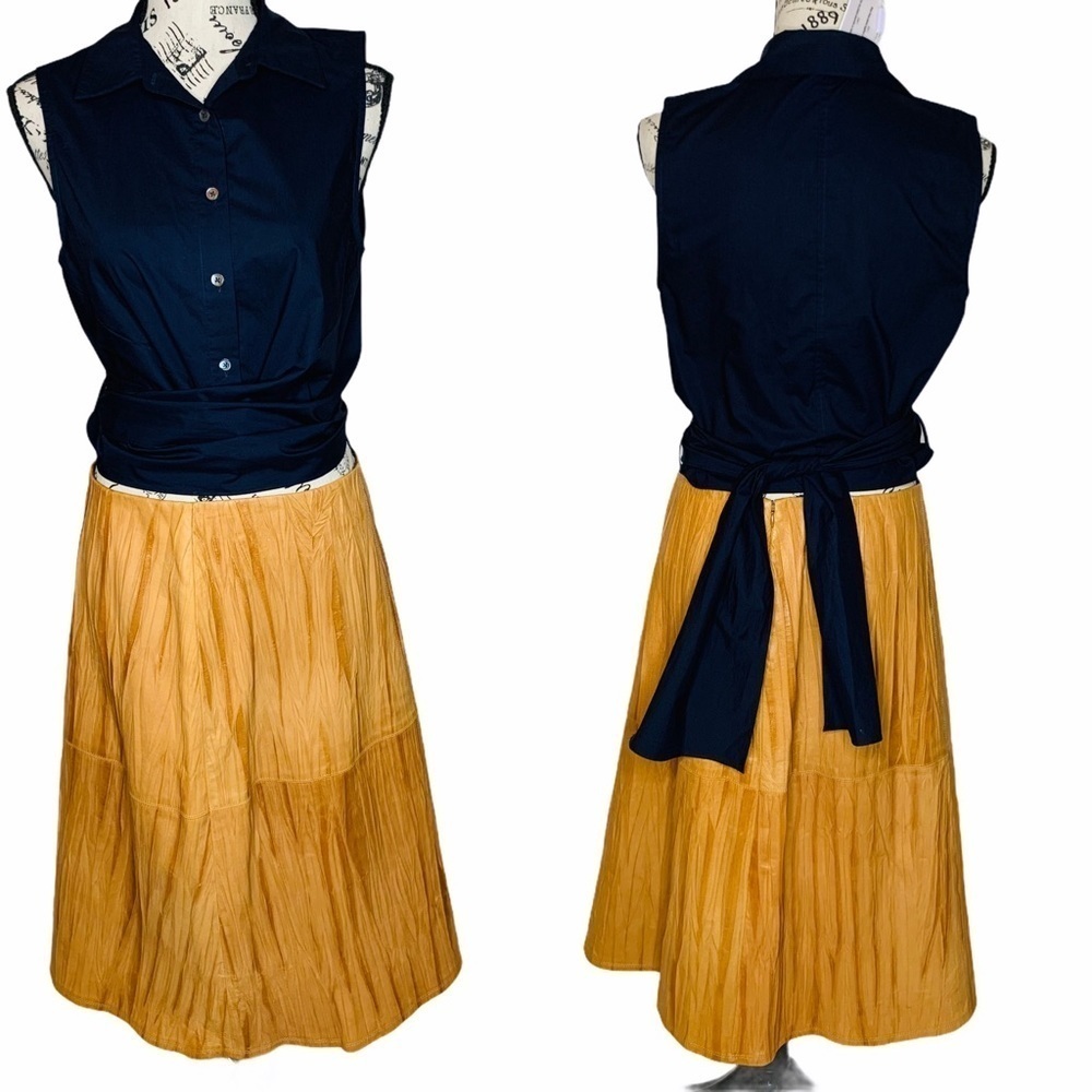 Derek Lam 10 Crosby Navy Blue Sleeveless Button Blouse SZ 6 NWT Twist Tie Cotton